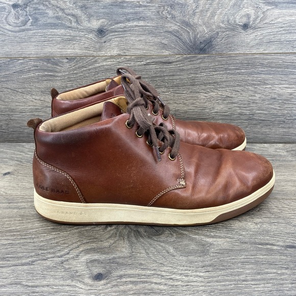 Cole Haan Mens 10M Brown Leather Lace Up Chukka Boots Grand.OS C32238 main image 10
